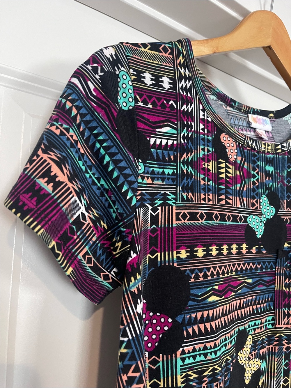 LuLaRoe Disney Minnie Mouse 'Carly' Dress with Aztec Print Women's XS - Picture 3 of 10
